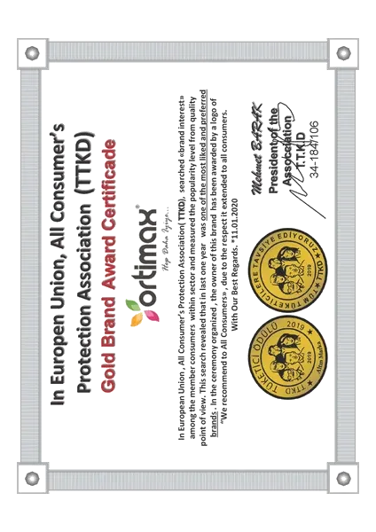 Gold Brand Award sertifikası